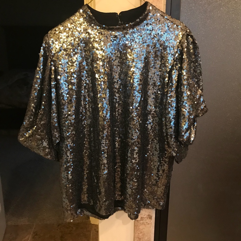 Ann Taylor sequins split sleeve blouse
